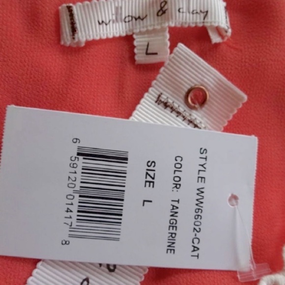 $98 Willow & Clay Circled in Lace Cami Top Large Orange Smocked Lace Tank Lined - Picture 9 of 14